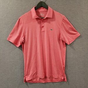 Vineyard Vines On The Go Sankaty Striped Performance Polo Shirt Mens S Coral